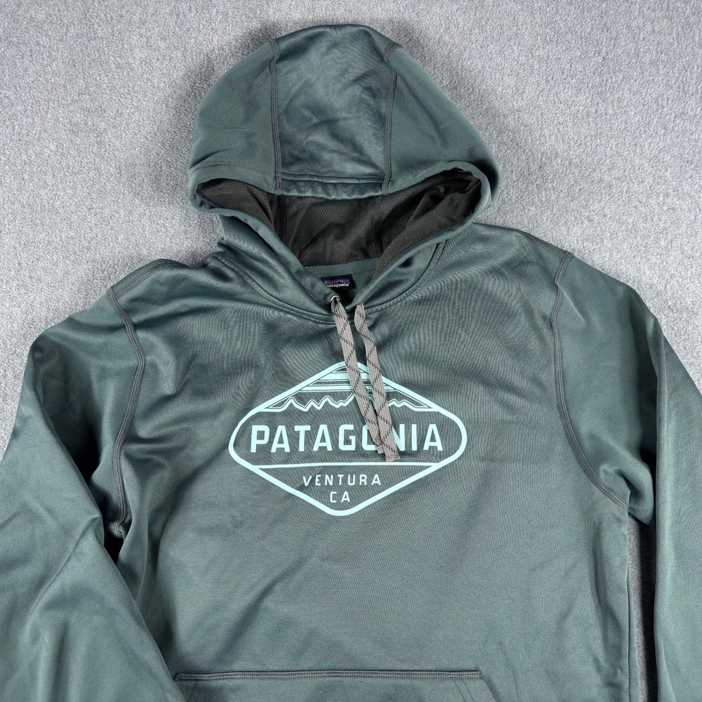 Patagonia Ventura CA Spellout Hoodie Fitz Roy Crest PolyCycle Men's M Pullover